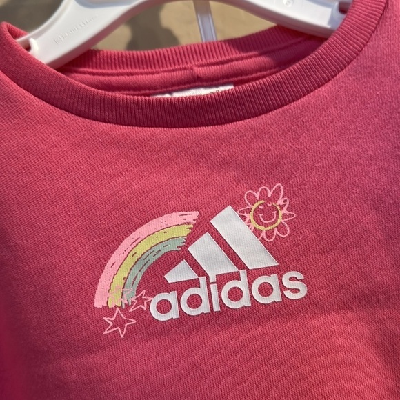 Adidas Pink track suit Sweatshirt & Pants Set 3 month old rainbow cozy soft NEW - Picture 2 of 5